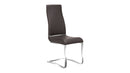 Leatherette Steel Chair with Ergonomically Designed Back, Set of Two, Brown and Silver-Dining Chairs-Brown and Silver-Faux Leather and Stainless Steel-JadeMoghul Inc.