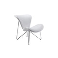 Leatherette Upholstered Accent Chair with Hairpin Metal Legs, White and Silver-Accent Chairs-White and Silver-Faux Leather and Metal-JadeMoghul Inc.