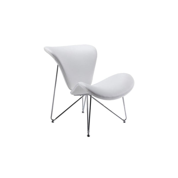 Leatherette Upholstered Accent Chair with Hairpin Metal Legs, White and Silver-Accent Chairs-White and Silver-Faux Leather and Metal-JadeMoghul Inc.