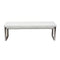 Leatherette Upholstered Bench with Button Tufted Seat and Stainless Steel Base, White and Silver