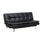 Leatherette Upholstered Contemporary Futon Sofa With Tufted Design, Black-Sofas-Black-Wood Metal Leatherette-JadeMoghul Inc.