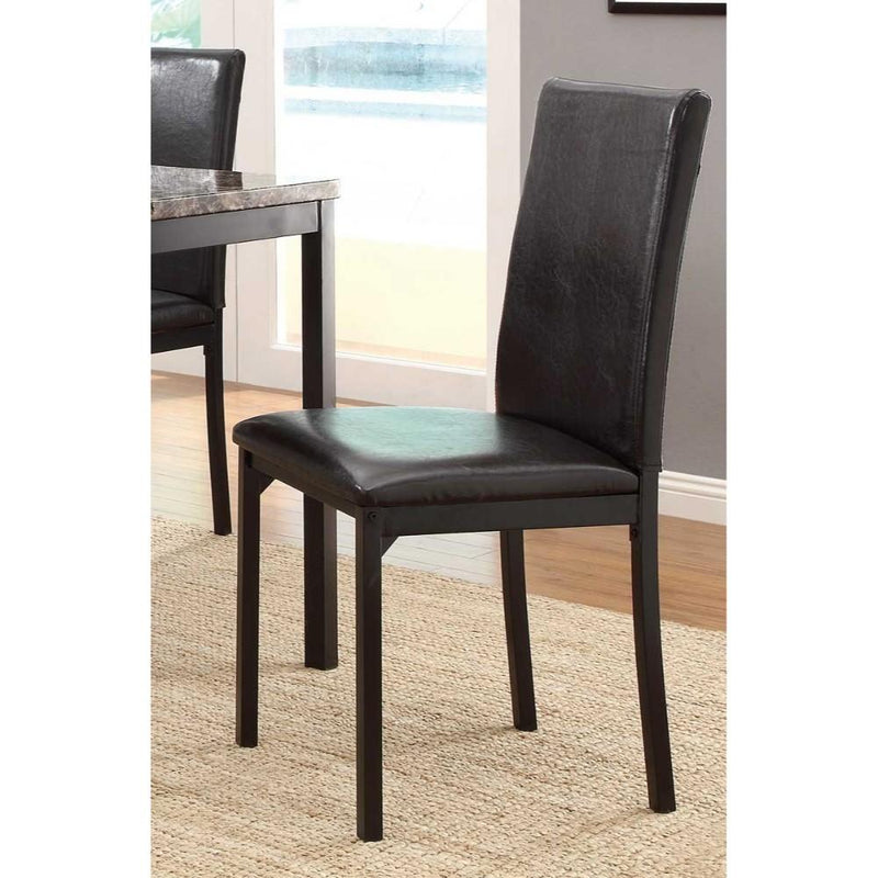 Leatherette Upholstered Counter Height Metal Frame Side Chair, Dark Brown (Set of 4)-Dining Chairs-Brown-Wood-JadeMoghul Inc.