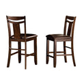 Leatherette Upholstered Counter Height Wooden Chair, Dark Brown (Set of 2)-Dining Chairs-Brown-Wood & Microfiber-JadeMoghul Inc.