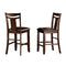 Leatherette Upholstered Counter Height Wooden Chair, Dark Brown (Set of 2)-Dining Chairs-Brown-Wood & Microfiber-JadeMoghul Inc.