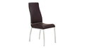 Leatherette Upholstered Dining Chair with Polished Steel Legs, Set of Two, Brown and Silver-Dining Chairs-Brown and Silver-Faux Leather and Stainless Steel-JadeMoghul Inc.