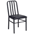 Leatherette Upholstered Metal Side Chair with Slatted Back, Set of 2, Black-Accent Chairs-Black-Metal and Polyurethane-JadeMoghul Inc.
