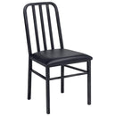 Leatherette Upholstered Metal Side Chair with Slatted Back, Set of 2, Black-Accent Chairs-Black-Metal and Polyurethane-JadeMoghul Inc.