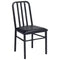 Leatherette Upholstered Metal Side Chair with Slatted Back, Set of 2, Black-Accent Chairs-Black-Metal and Polyurethane-JadeMoghul Inc.