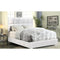 Leatherette Upholstered Queen Size Wooden BED IN BOX, White-Bedroom Furniture-White-Faux Leather and Wood-JadeMoghul Inc.