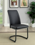 Leatherette Upholstered Side Chair with U Shape Metal Cantilever Base, Pack of Two, Black-Dining Chairs-Black-Faux Leather Metal-JadeMoghul Inc.