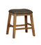 Leatherette Upholstered Solid Wood Barstool with Nail Head Trim Design, Brown and Gray, Pack of Two