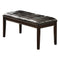 Leatherette Upholstered Solid Wooden Bench With Button Tuftings, Espresso Brown-Benches-Brown-Wood & Marble-JadeMoghul Inc.