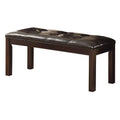 Leatherette Upholstered Solid Wooden Bench With Button Tuftings, Espresso Brown-Benches-Dark Brown-Wood & Leatherette-JadeMoghul Inc.