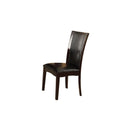 Leatherette Upholstered Solid Wooden Side Chair, Espresso Brown (Set of 2)-Dining Chairs-Dark Brown-Wood & Fabric-JadeMoghul Inc.