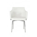 Leatherette Upholstered Swivel Dining Chair with Chrome Metal Legs, White-Dining Furniture-White-Metal and Faux Leather-JadeMoghul Inc.