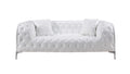 Leatherette Upholstered Tufted Loveseat with Accent Pillows and Steel Feet, White-Sofas Sectionals & Loveseats-White-Wood, Faux Leather, Stainless Steel-JadeMoghul Inc.