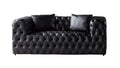 Leatherette Upholstered Tufted Loveseat with Low Back and Accent Pillows, Black-Sofas Sectionals & Loveseats-Black-Wood, Faux Leather-JadeMoghul Inc.