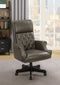 Leatherette Upholstered Tufted Office Chair with Nail-Head Trim, Gray-Chairs-Gray-Leatherette-JadeMoghul Inc.