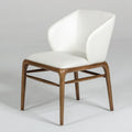Leatherette Upholstered Wingback Design Chair with Wooden Legs and Bar Support, White and Brown-Accent Chairs-White and Brown-Wood and Faux Leather-JadeMoghul Inc.