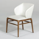 Leatherette Upholstered Wingback Design Chair with Wooden Legs and Bar Support, White and Brown-Accent Chairs-White and Brown-Wood and Faux Leather-JadeMoghul Inc.