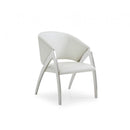 Leatherette Upholstered Wooden Accent Chair with Curved Backrest, White-Accent Chairs-White-Wood and Faux Leather-JadeMoghul Inc.