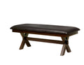 Leatherette Upholstered Wooden Bench, Dark Brown-Benches-Brown-Faux Leather and Solid Wood-JadeMoghul Inc.