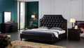 Leatherette Upholstered Wooden California King Sized Bed with Nail head Trim, Dark Gray-Bedroom Sets-Gray-Faux leather and wood-JadeMoghul Inc.