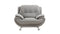 Leatherette Upholstered Wooden Chair with Bustle Back and Stainless Steel Legs, Gray-Dining Chairs-Gray-Wood, stainless steel and faux leather-JadeMoghul Inc.