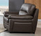 Leatherette Upholstered Wooden Chair with Bustle Back Cushion and Pillow Top Armrests, Brown-Dining Chairs-Brown-Wood, Faux Leather-JadeMoghul Inc.