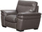 Leatherette Upholstered Wooden Chair with Pillow Top Armrest and Stitch Trim, Gray-Dining Chairs-Gray-Wood, Faux Leather-JadeMoghul Inc.
