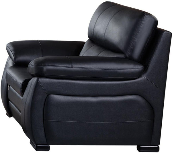 Leatherette Upholstered Wooden Chair with Split Cushioned Back and Pillow Top Armrest, Black-Dining Chairs-Black-Wood, Faux Leather-JadeMoghul Inc.