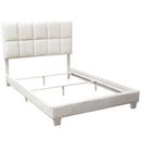Leatherette Upholstered Wooden Contemporary Full Size Bed with Grid Tufting on Headboard, Black-Bedroom Furniture-White-Wood and Faux Leather-JadeMoghul Inc.