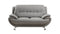 Leatherette Upholstered Wooden Loveseat with Bustle Back and Stainless Steel Legs, Gray-Sofas Sectionals & Loveseats-Gray-Wood, stainless steel and faux leather-JadeMoghul Inc.