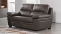 Leatherette Upholstered Wooden Loveseat with Bustle Back Cushion and Pillow Top Armrests, Brown-Sofas Sectionals & Loveseats-Brown-Wood, Faux Leather-JadeMoghul Inc.