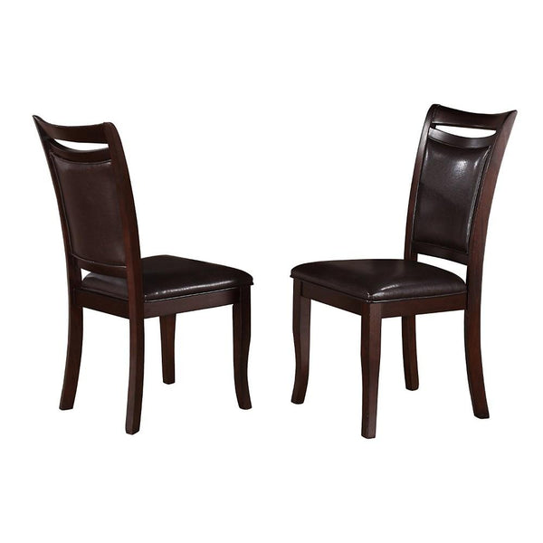 Leatherette Upholstered Wooden Side Chair, Dark Brown (Set of 2)-Dining Chairs-Dark Brown-Wood & Fabric-JadeMoghul Inc.