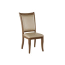 Leatherette Upholstered Wooden Side Chair, Set of 2, Beige and Brown-Accent Chairs-Beige and Brown-Wood and Polyurethane-JadeMoghul Inc.