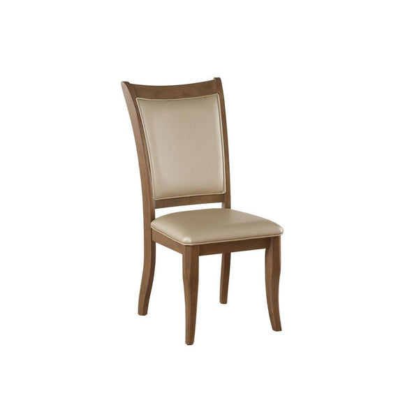 Leatherette Upholstered Wooden Side Chair, Set of 2, Beige and Brown-Accent Chairs-Beige and Brown-Wood and Polyurethane-JadeMoghul Inc.