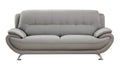 Leatherette Upholstered Wooden Sofa with Bustle Back and Stainless Steel Legs, Gray-Sofas Sectionals & Loveseats-Gray-Wood, stainless steel and faux leather-JadeMoghul Inc.