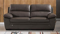 Leatherette Upholstered Wooden Sofa with Bustle Back Cushion and Pillow Top Armrests, Brown-Sofas Sectionals & Loveseats-Brown-Wood, Faux Leather-JadeMoghul Inc.