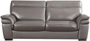 Leatherette Upholstered Wooden Sofa with Pillow Top Armrest and Stitch Trim, Gray-Sofas Sectionals & Loveseats-Gray-Wood, Faux Leather-JadeMoghul Inc.