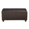 Leatherette Upholstered Wooden Storage Bench with Nail Head Trim Accent, Espresso Brown