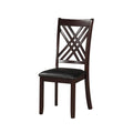 Leatherette Wooden Side Chair with Cross Lattice Back, Set of 2, Black and Brown-Accent Chairs-Black and Brown-Wood and Polyurethane-JadeMoghul Inc.