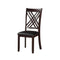 Leatherette Wooden Side Chair with Cross Lattice Back, Set of 2, Black and Brown-Accent Chairs-Black and Brown-Wood and Polyurethane-JadeMoghul Inc.
