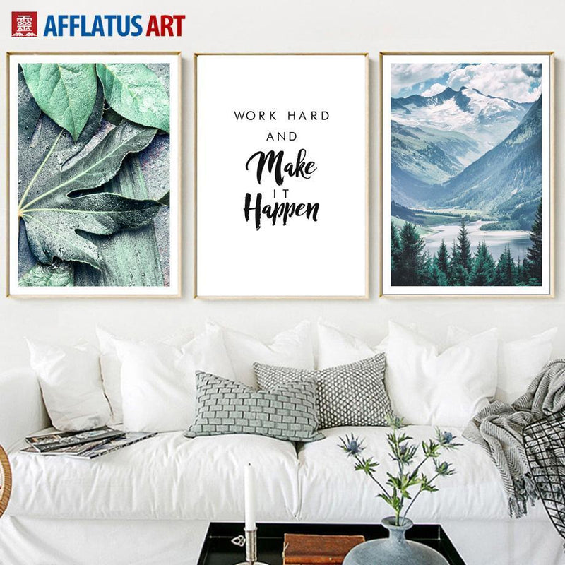 Leaves Mountain Landscape Canvas Painting Nordic Poster Wall Art Posters And Prints Wall Pictures For Living Room Decor-15X20 cm Unframed-C-JadeMoghul Inc.