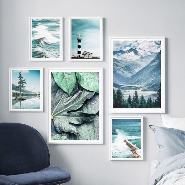 Leaves Mountain Landscape Canvas Painting Nordic Poster Wall Art Posters And Prints Wall Pictures For Living Room Decor-15X20 cm Unframed-C-JadeMoghul Inc.