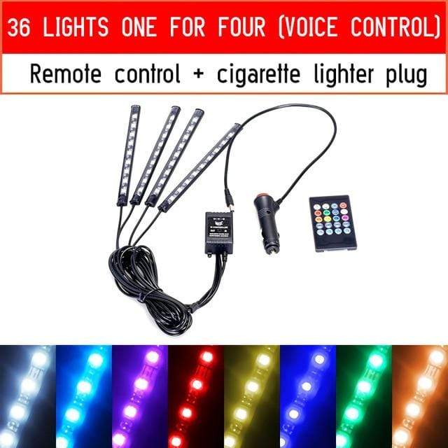 Led Car Foot Ambient Light With USB Cigarette Lighter Backlight Music Control App RGB Auto Interior Decorative Atmosphere Lights JadeMoghul Inc. 