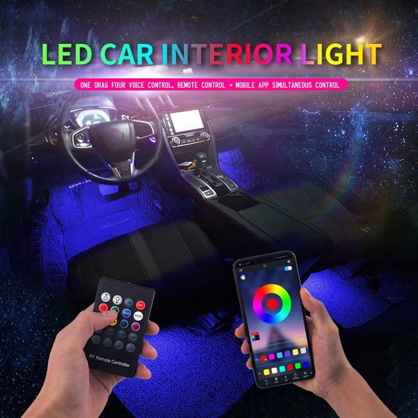 Led Car Foot Ambient Light With USB Cigarette Lighter Backlight Music Control App RGB Auto Interior Decorative Atmosphere Lights JadeMoghul Inc. 