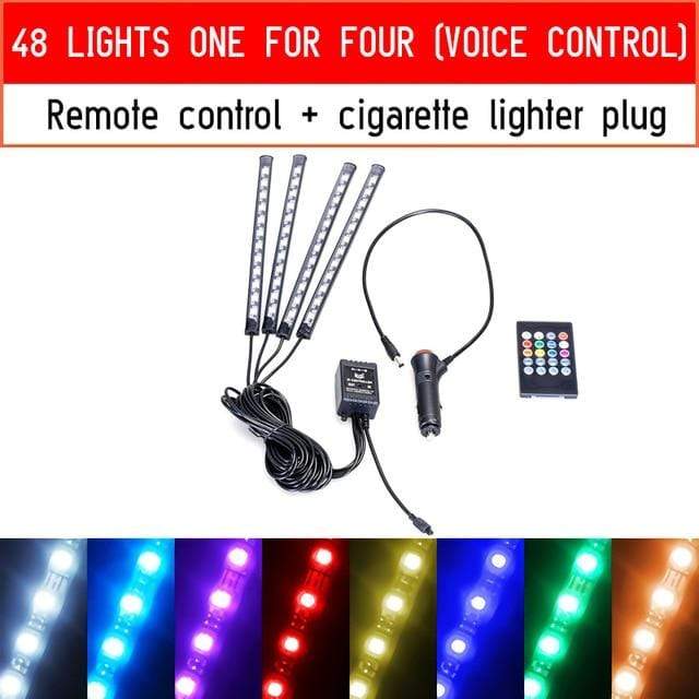 Led Car Foot Ambient Light With USB Cigarette Lighter Backlight Music Control App RGB Auto Interior Decorative Atmosphere Lights JadeMoghul Inc. 