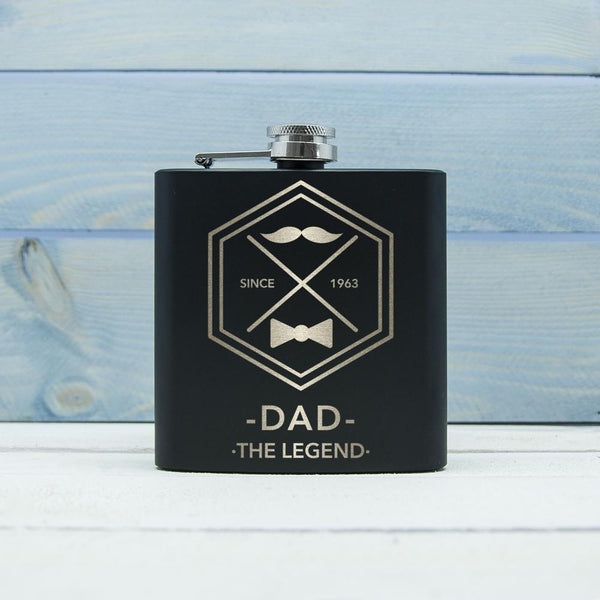 Christmas Presents Legend Dad's Black Hip Flask