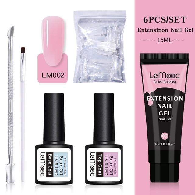 Lemooc  UV Gel Kit 15ml Quick Building  UV Gel Nail Polish For Nail Extensions Acrylic Gel Polish Nail Art Set AExp